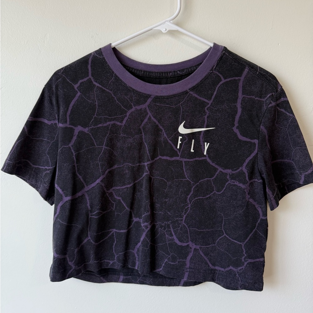 Nike Black and Purple Crop Tee Short Sleeve
